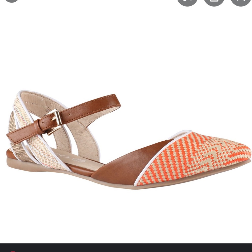 Aldo pirmolano ankle strap woven flats orange 6.5